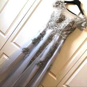 Concert long dress, elegant, fairy, grey